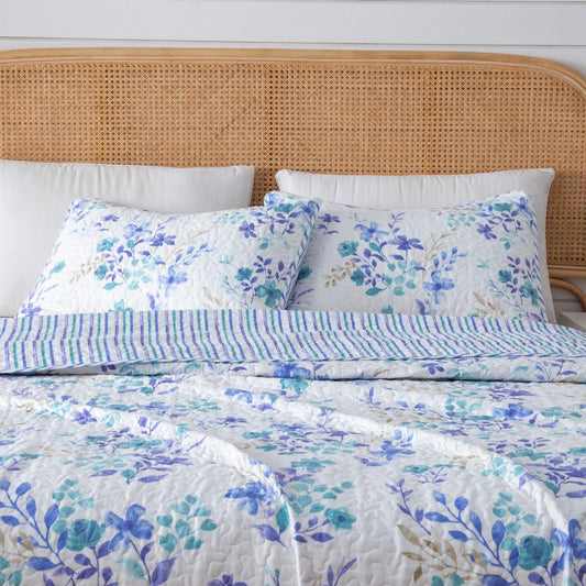 Sleep City Twin / Decorative Blossom Quilts 3-Piece Floral Quilt Set - April Morning Great Bay Home