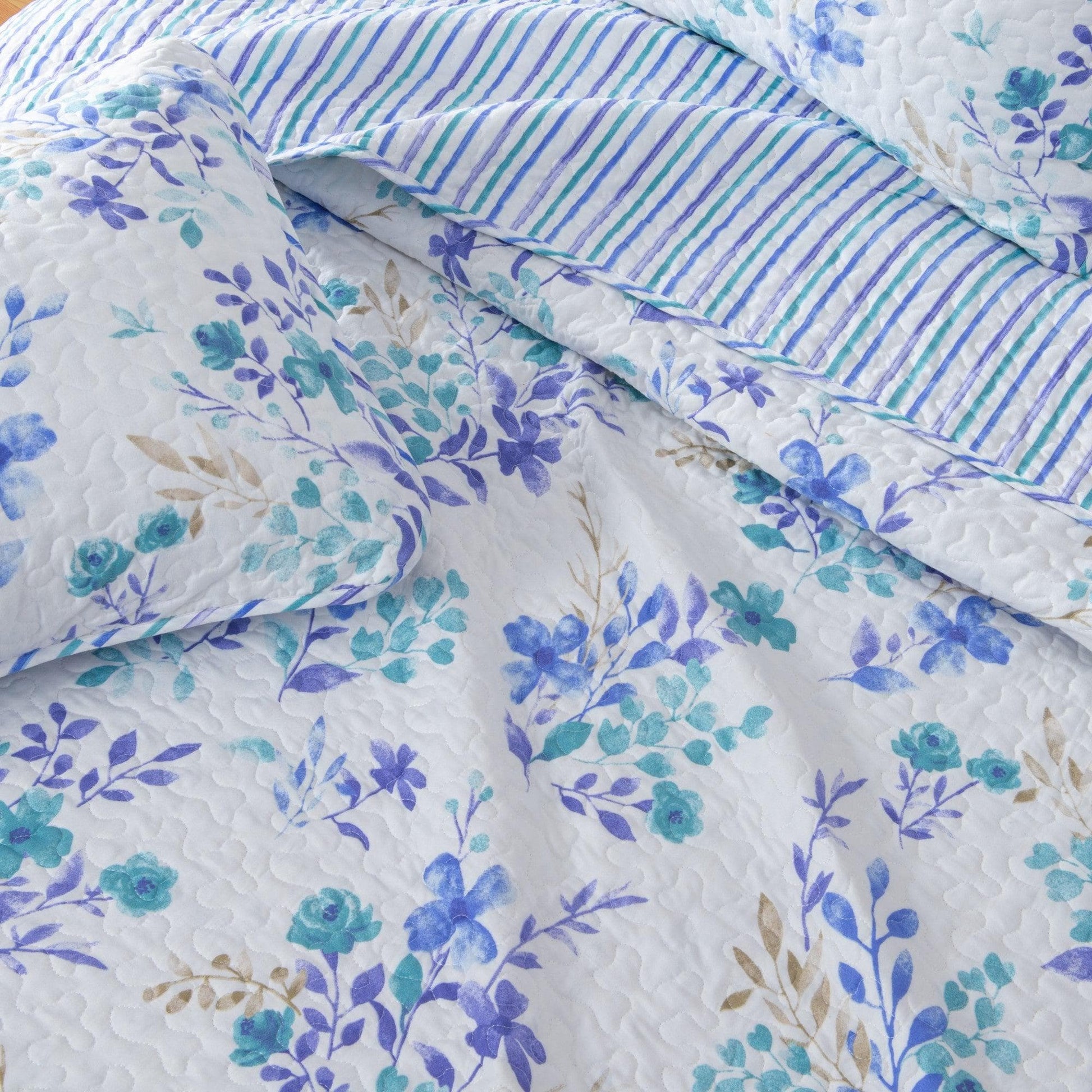 Sleep City Twin / Decorative Blossom Quilts 3-Piece Floral Quilt Set - April Morning Great Bay Home