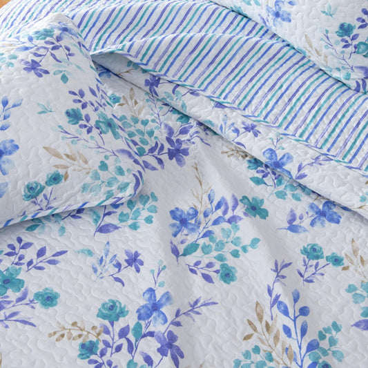 Sleep City Twin / Decorative Blossom Quilts 3-Piece Floral Quilt Set - April Morning Great Bay Home