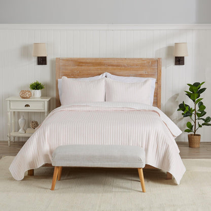 Sleep City Twin / Blue Quilts 3-Piece Stripe Quilt - Marcie Collection Great Bay Home