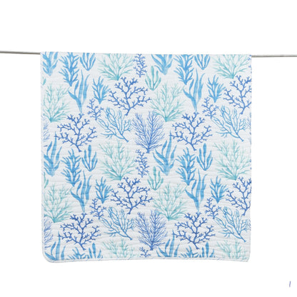 Sleep City King / Watercolor Coral Quilts Blue Coral Quilt - Amelia Island Great Bay Home