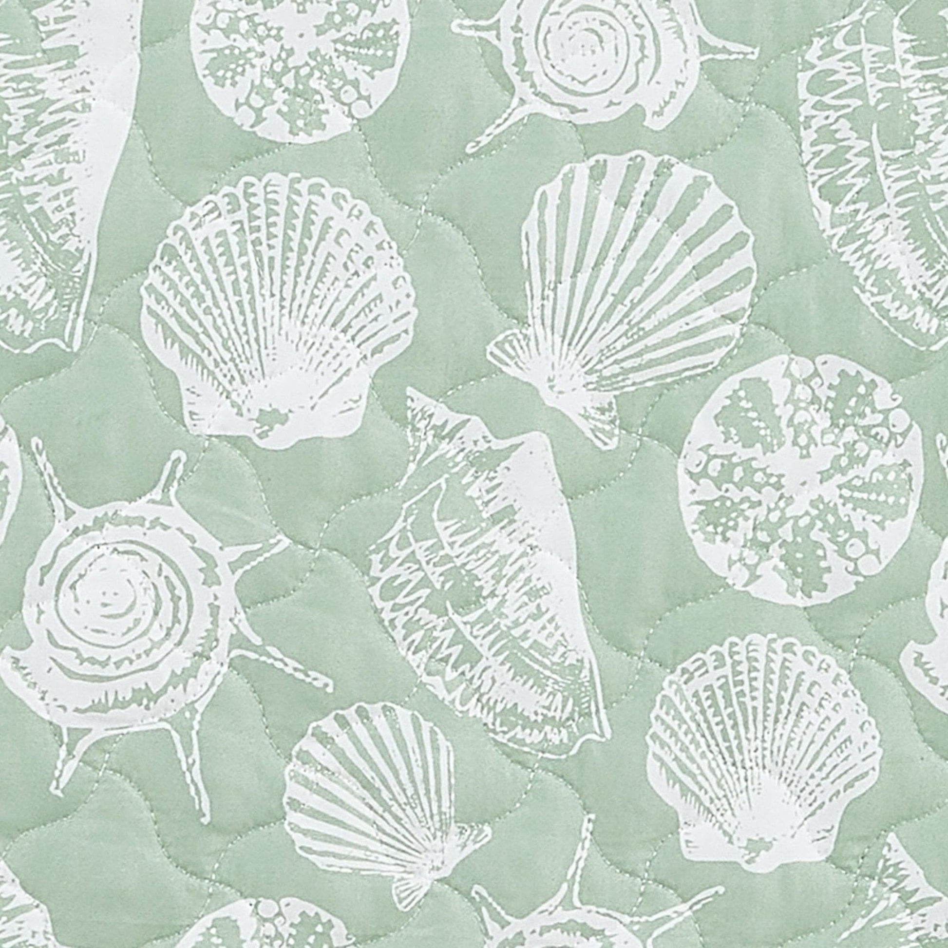 Sleep City King / Large Seashells Quilts Green Seashell Quilt - Emerald Bay Great Bay Home