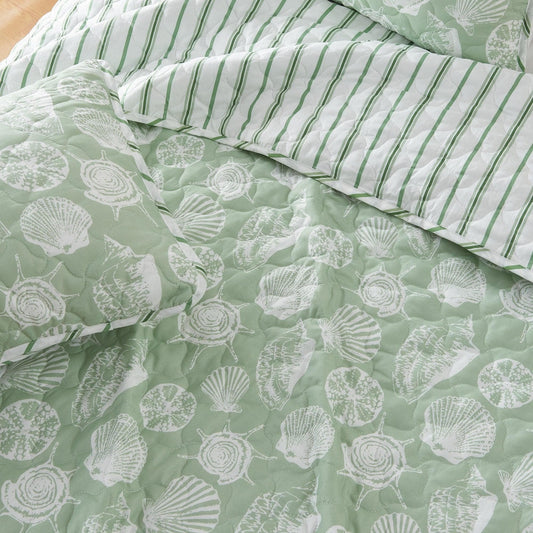 Sleep City King / Large Seashells Quilts Green Seashell Quilt - Emerald Bay Great Bay Home