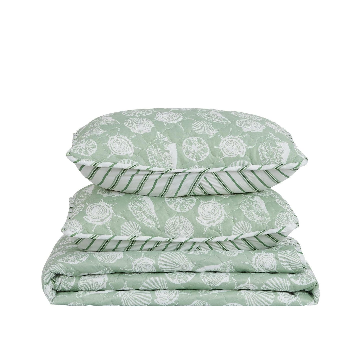Sleep City King / Large Seashells Quilts Green Seashell Quilt - Emerald Bay Great Bay Home