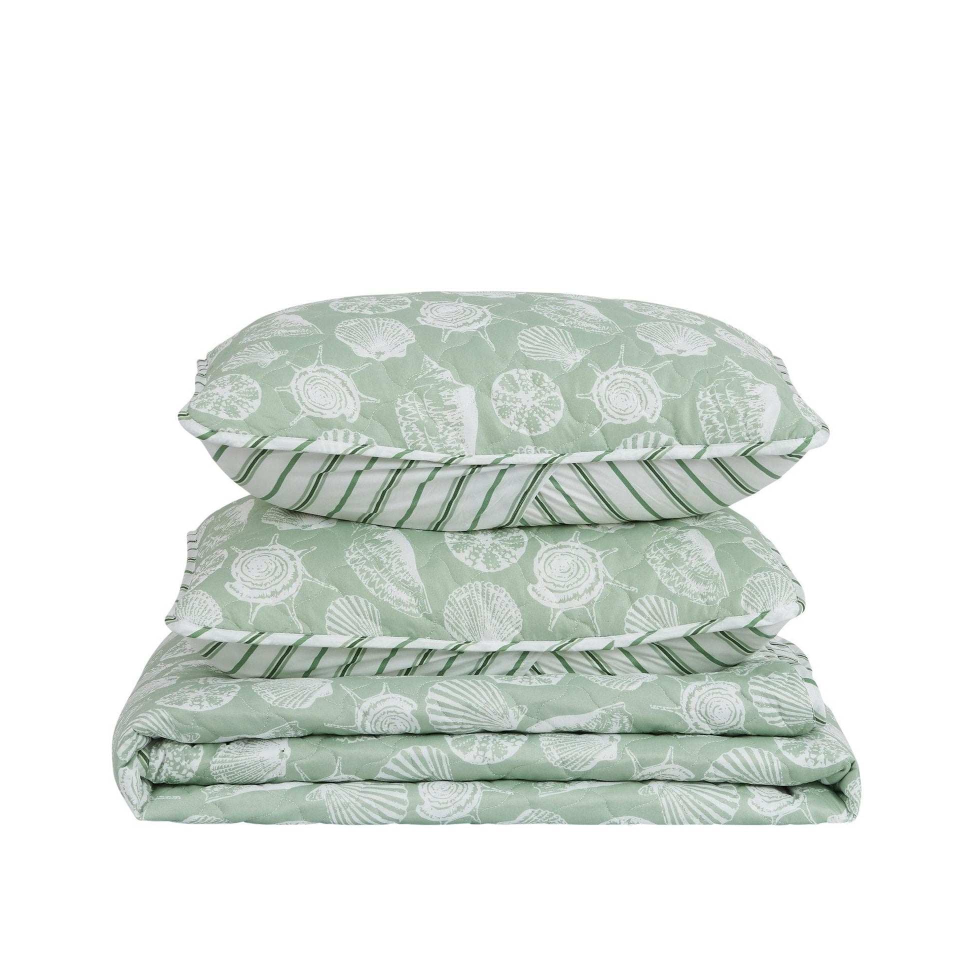 Sleep City King / Large Seashells Quilts Green Seashell Quilt - Emerald Bay Great Bay Home