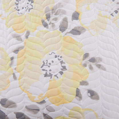 Sleep City Twin / Helene - Yellow Quilts 3 Piece Floral Quilt Set - Helene Collection Great Bay Home
