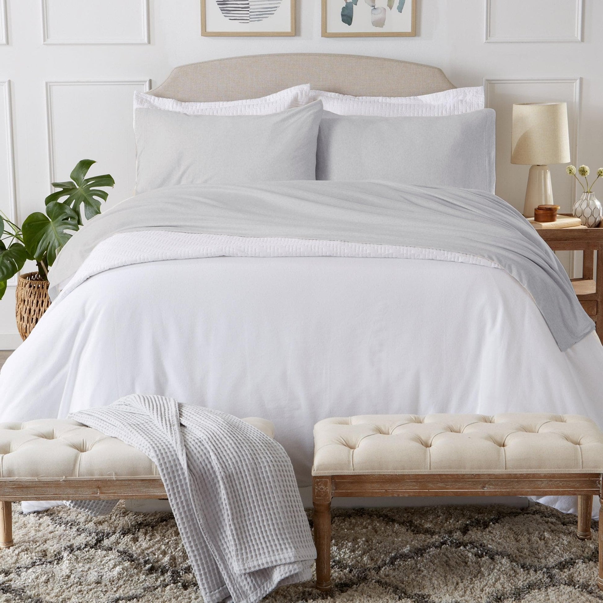 Sleep City Full / Charcoal Sheets 4-Piece Flannel Jersey Sheet - Cozy Flex Collection Great Bay Home