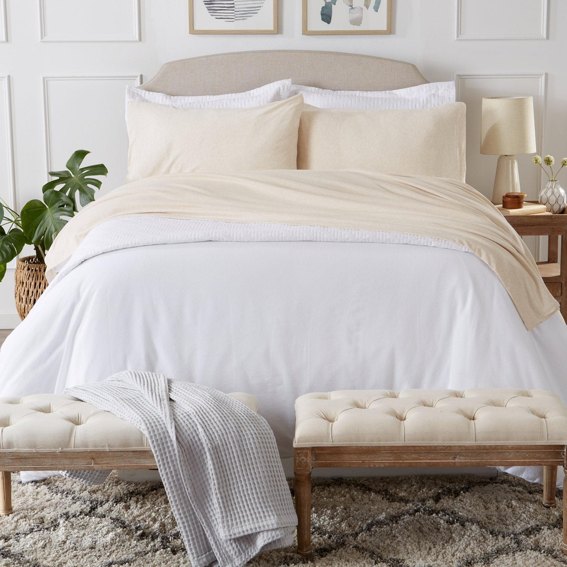Sleep City Full / Charcoal Sheets 4-Piece Flannel Jersey Sheet - Cozy Flex Collection Great Bay Home