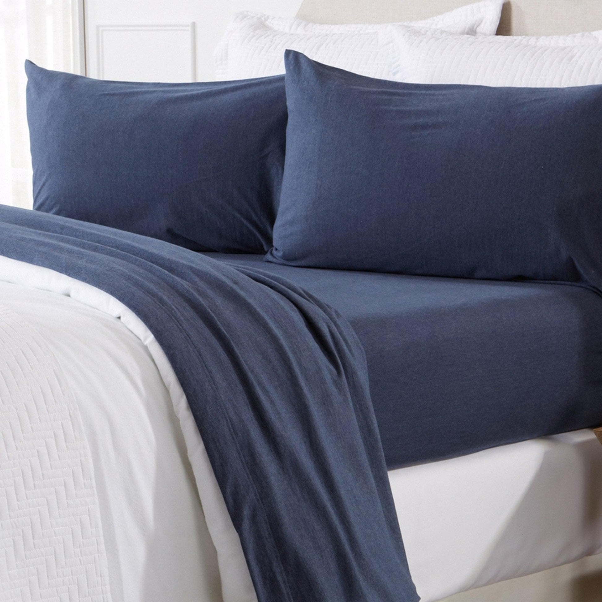 Sleep City Full / Charcoal Sheets 4-Piece Flannel Jersey Sheet - Cozy Flex Collection Great Bay Home