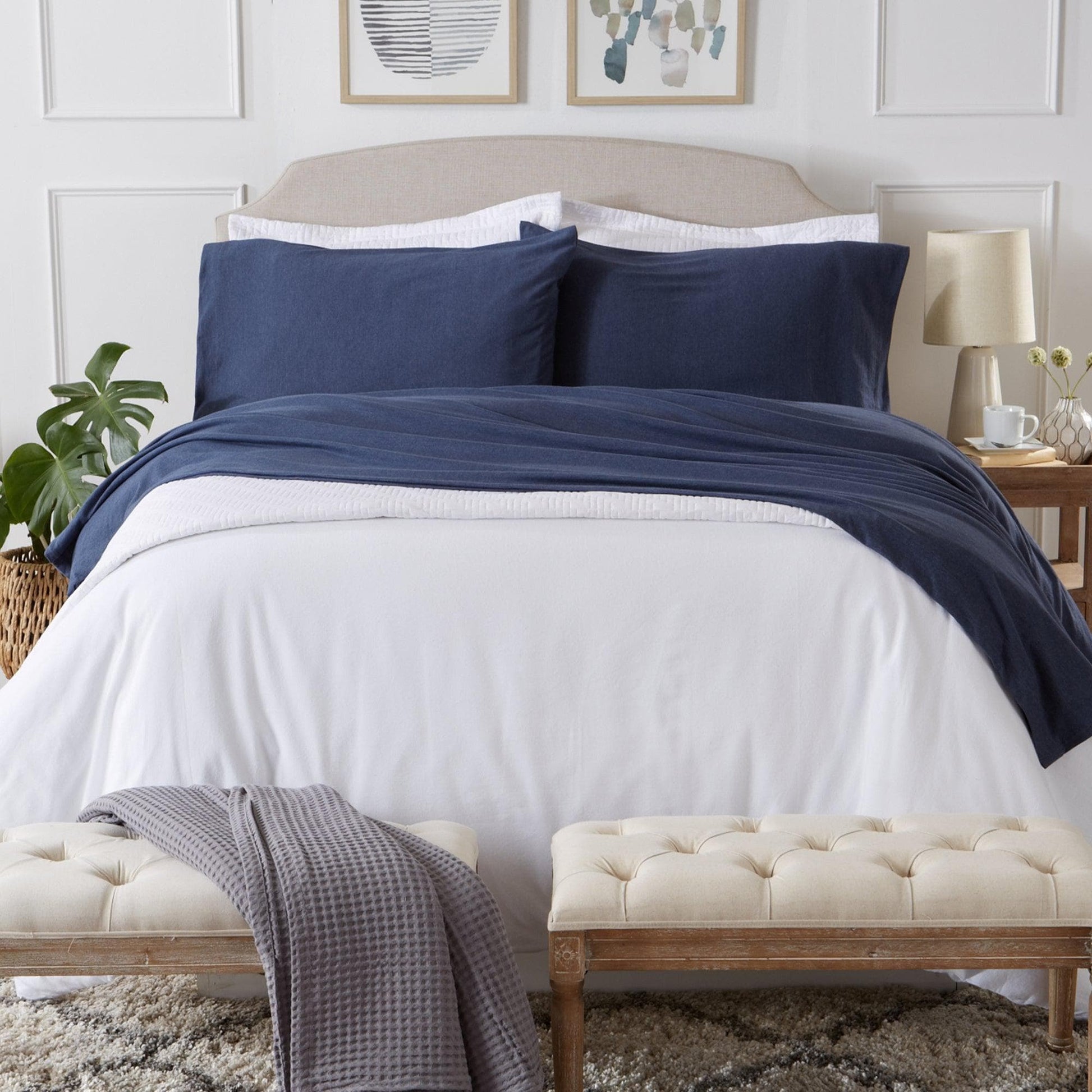 Sleep City Full / Charcoal Sheets 4-Piece Flannel Jersey Sheet - Cozy Flex Collection Great Bay Home