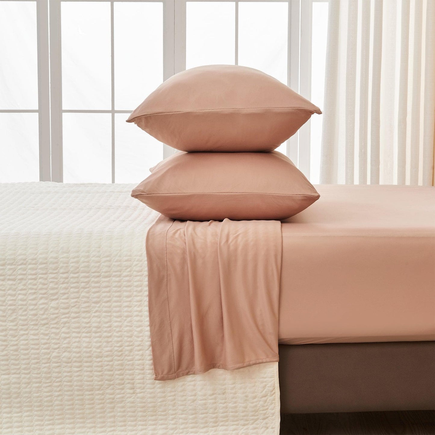 Sleep City Twin / Dusty Rose Sheets 4-Piece Interlock Microfiber Sheet Set - Mackenna Collection Great Bay Home