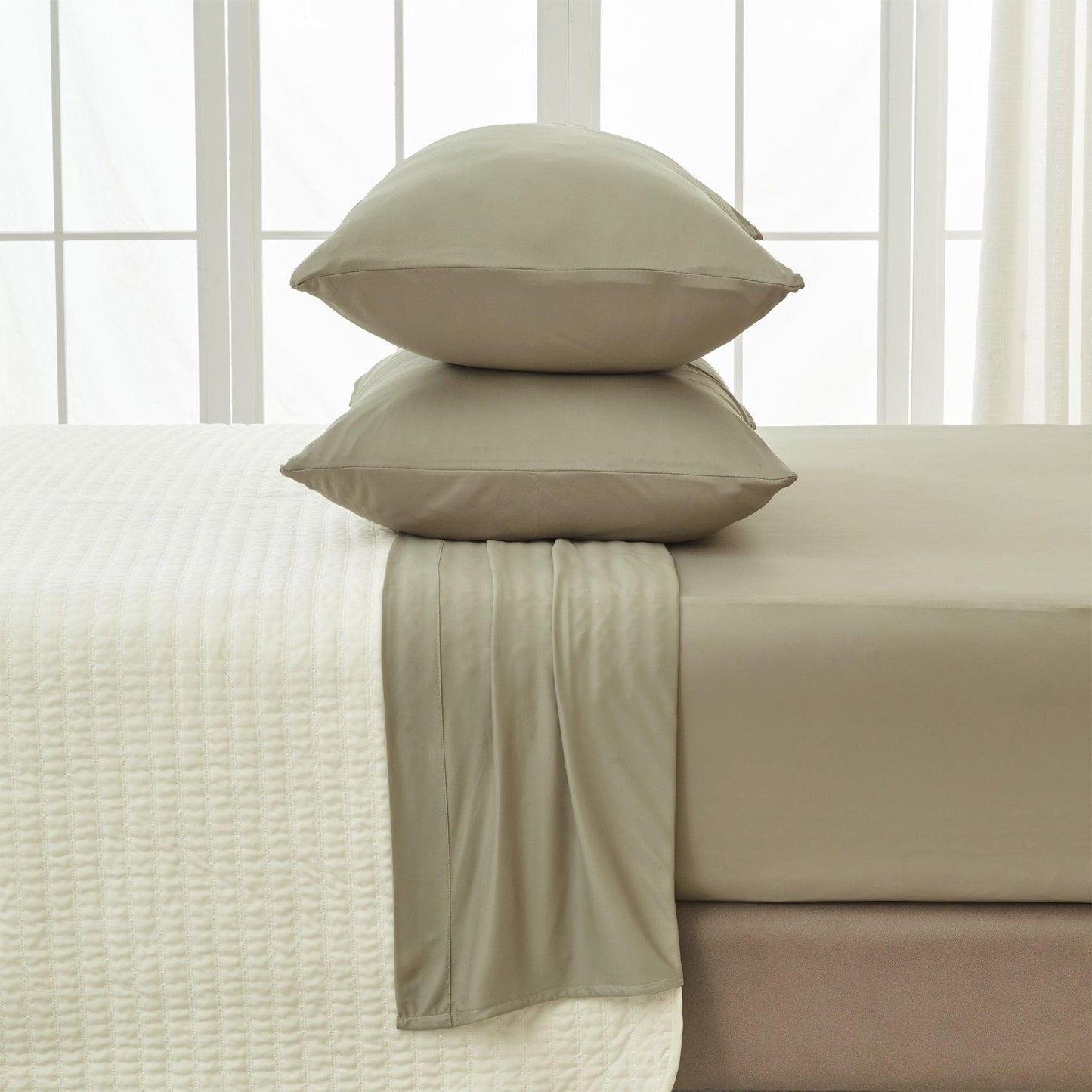Sleep City Twin / Sage Sheets 4-Piece Interlock Microfiber Sheet Set - Mackenna Collection Great Bay Home
