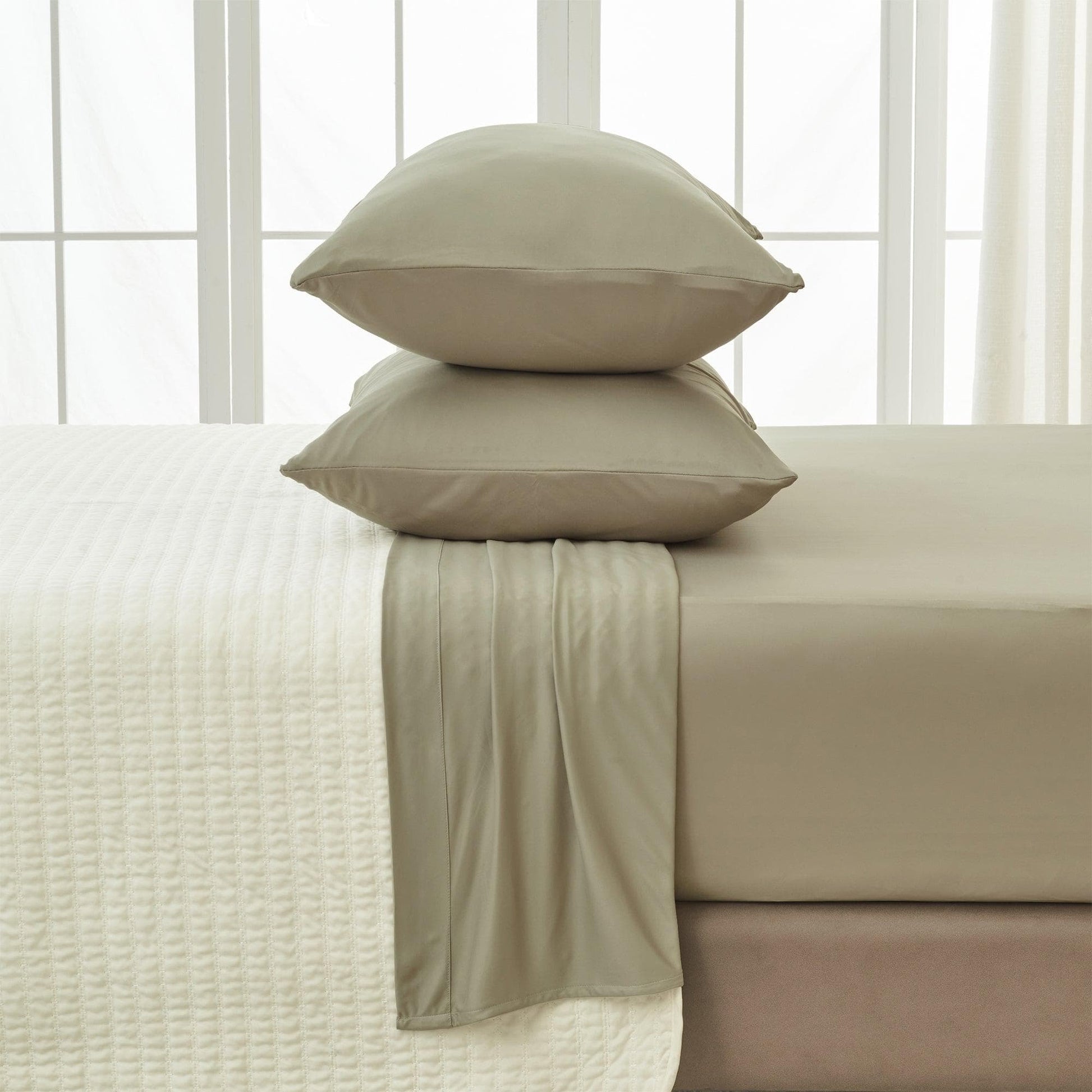 Sleep City Twin / Sage Sheets 4-Piece Interlock Microfiber Sheet Set - Mackenna Collection Great Bay Home