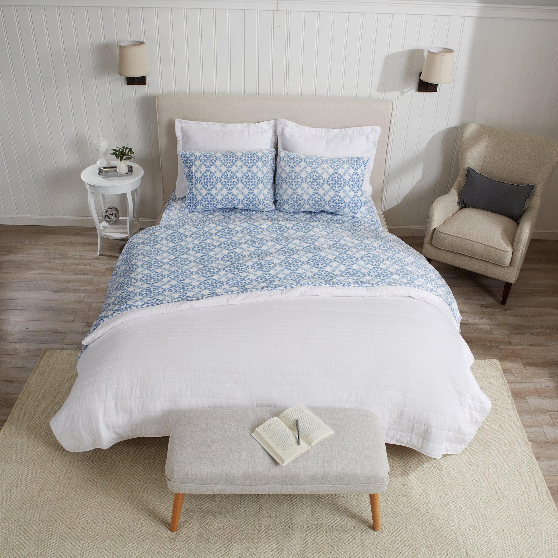 Sleep City Twin / Lattice - White / Jade Sheets 4-Piece Printed Plush Sheet - Velvet Luxe Lattice Collection Great Bay Home
