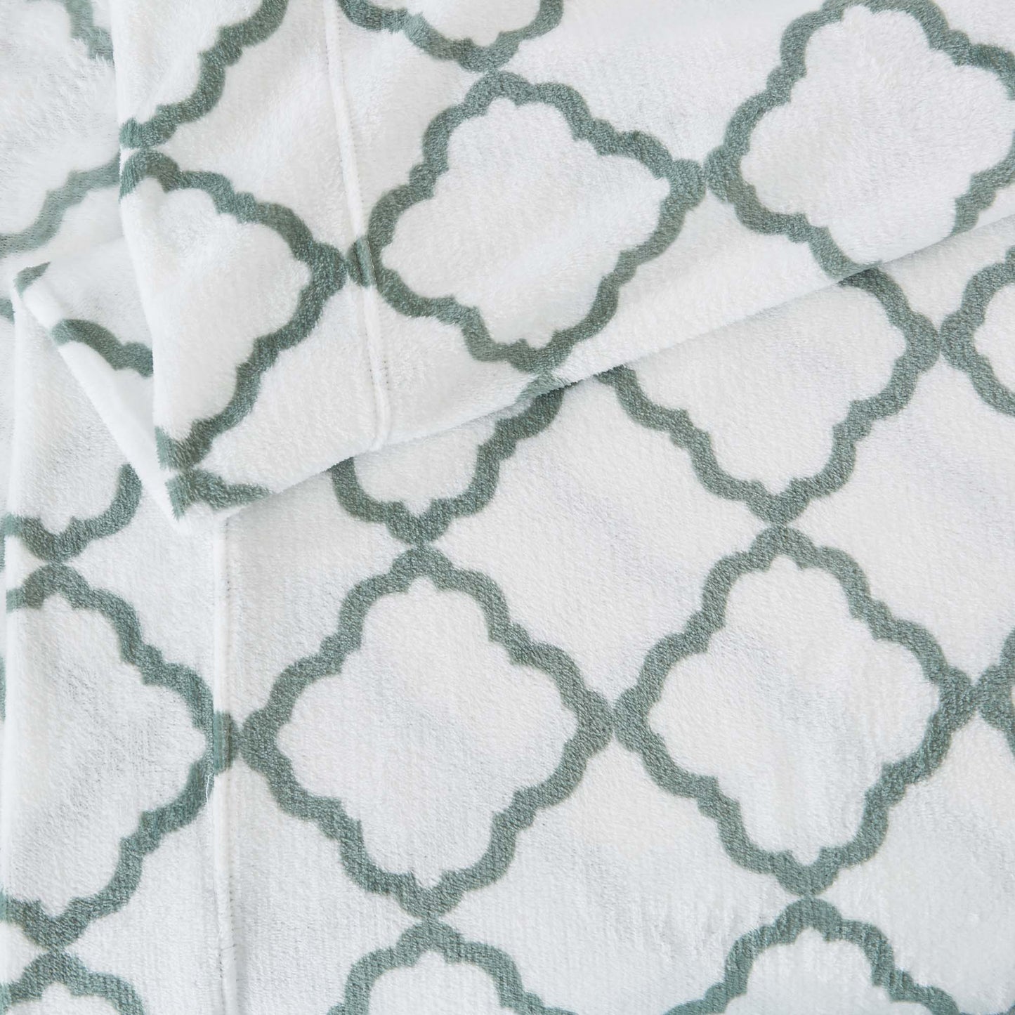 Sleep City Twin / Lattice - White / Jade Sheets 4-Piece Printed Plush Sheet - Velvet Luxe Lattice Collection Great Bay Home
