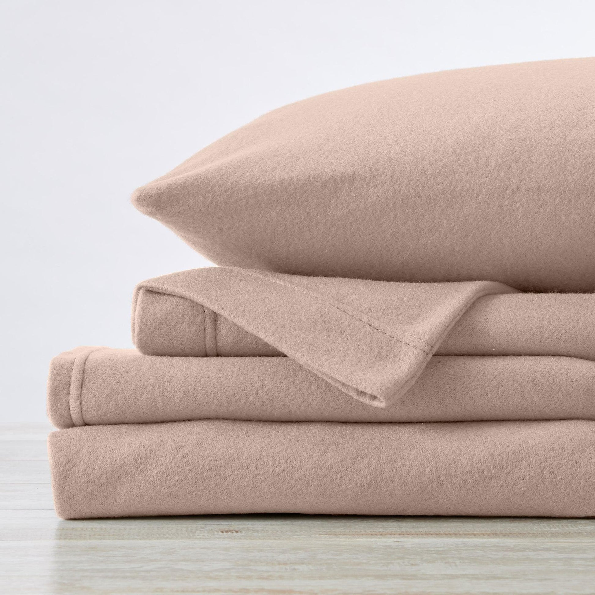 Sleep City Twin / Ivory Sheets 4-Piece Solid Fleece Sheet - Christina Collection Great Bay Home