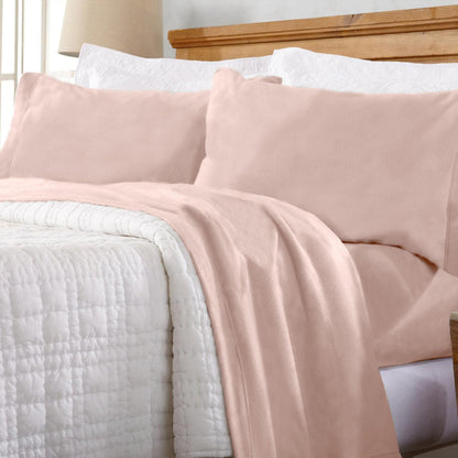 Sleep City Twin / Ivory Sheets 4-Piece Solid Fleece Sheet - Christina Collection Great Bay Home