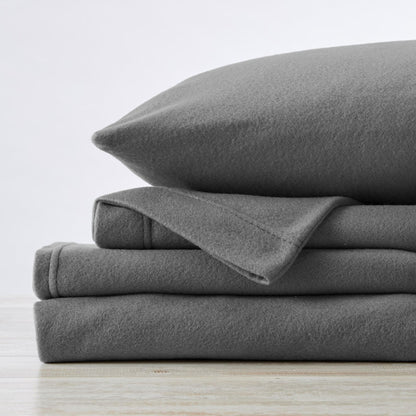 Sleep City Twin / Ivory Sheets 4-Piece Solid Fleece Sheet - Christina Collection Great Bay Home