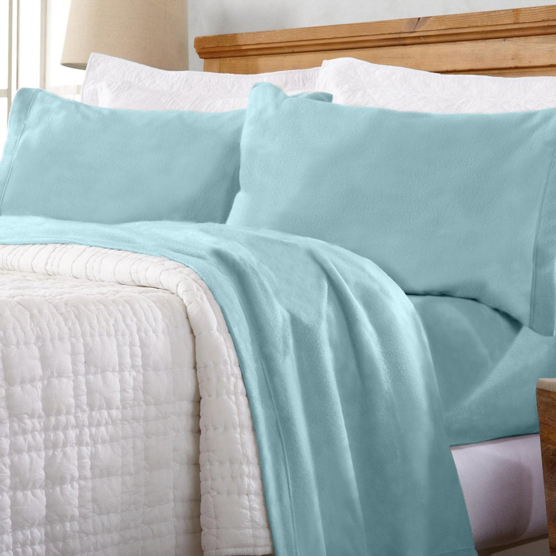 Sleep City Twin / Ivory Sheets 4-Piece Solid Fleece Sheet - Christina Collection Great Bay Home