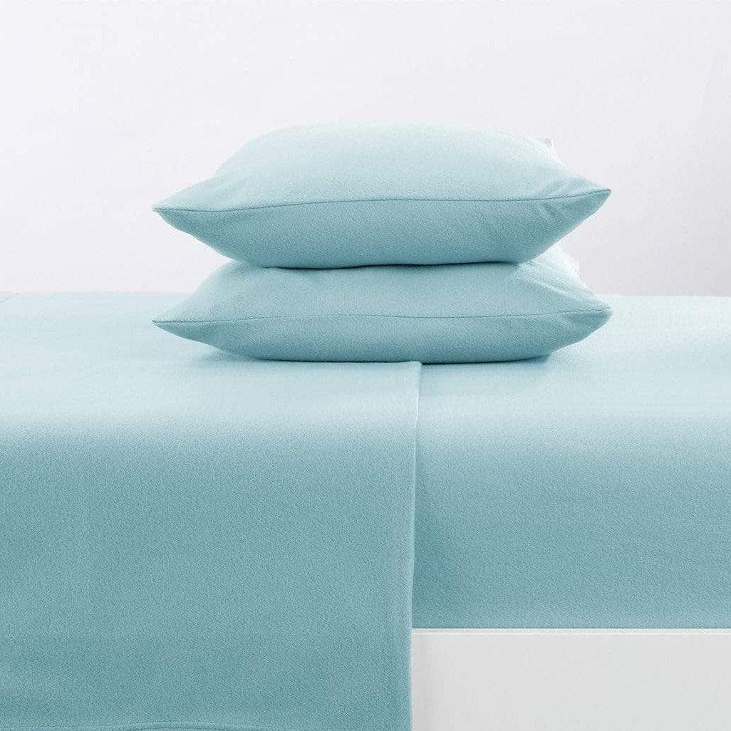 Sleep City Twin / Cloud Blue Sheets 4-Piece Solid Fleece Sheet - Christina Collection Great Bay Home