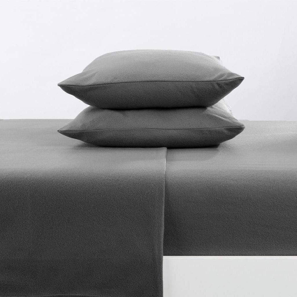 Sleep City Twin / Charcoal Sheets 4-Piece Solid Fleece Sheet - Christina Collection Great Bay Home
