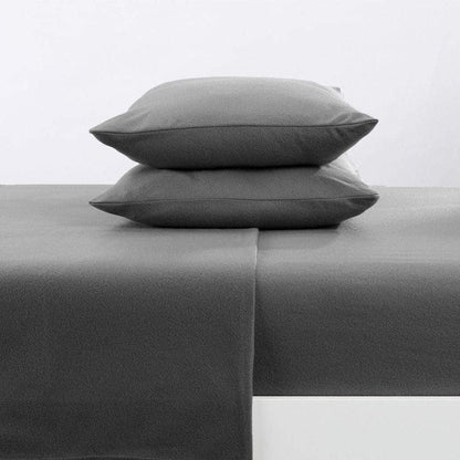 Sleep City Twin / Charcoal Sheets 4-Piece Solid Fleece Sheet - Christina Collection Great Bay Home