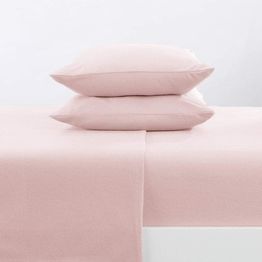 Sleep City Twin / Blush Pink Sheets 4-Piece Solid Fleece Sheet - Christina Collection Great Bay Home