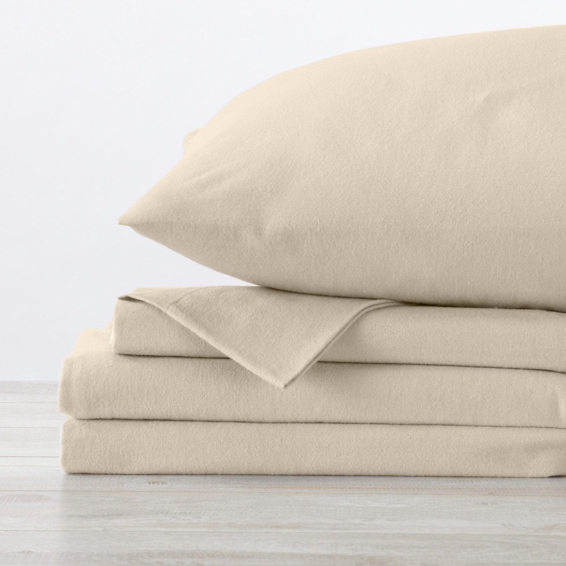 Sleep City Twin / Taupe Sheets 4-Piece Turkish Cotton Flannel Sheet - Raye Collection Great Bay Home