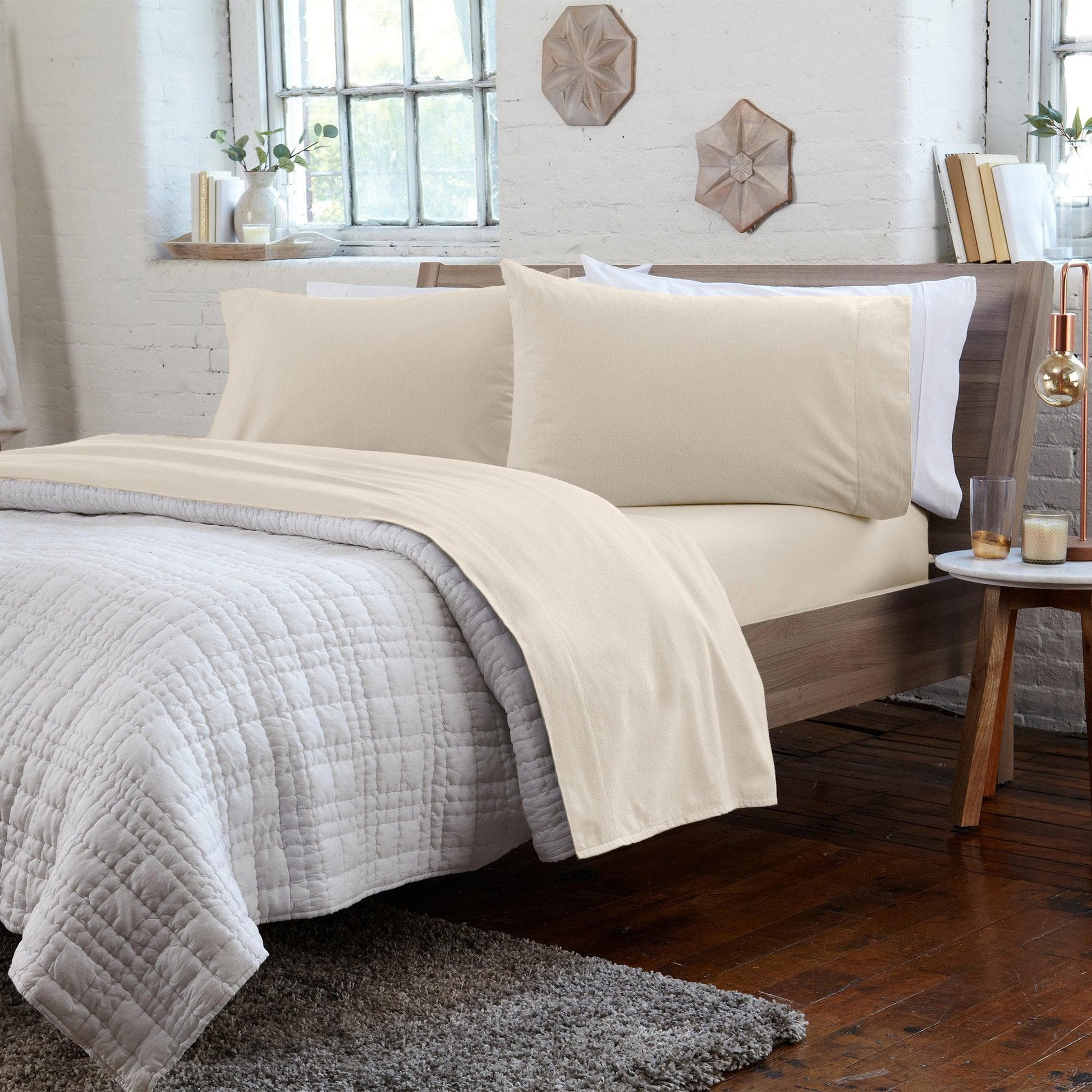 Sleep City Twin / Taupe Sheets 4-Piece Turkish Cotton Flannel Sheet - Raye Collection Great Bay Home