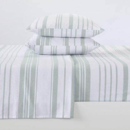 Sleep City Twin / Stripe - Barely Blue Sheets 4-Piece Turkish Cotton Flannel Sheet - Raye Collection Great Bay Home