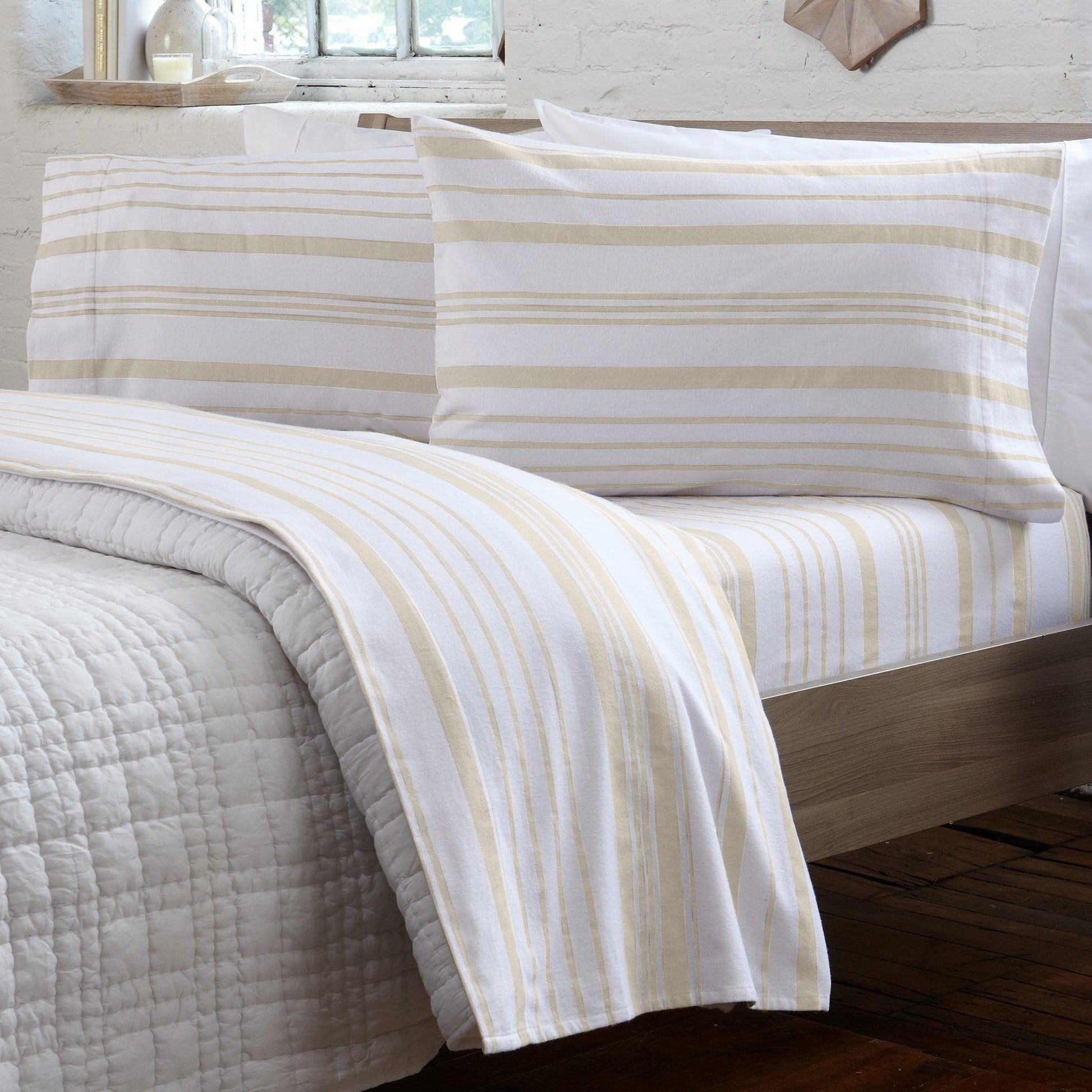 Sleep City Twin / Taupe Sheets 4-Piece Turkish Cotton Flannel Sheet - Raye Collection Great Bay Home