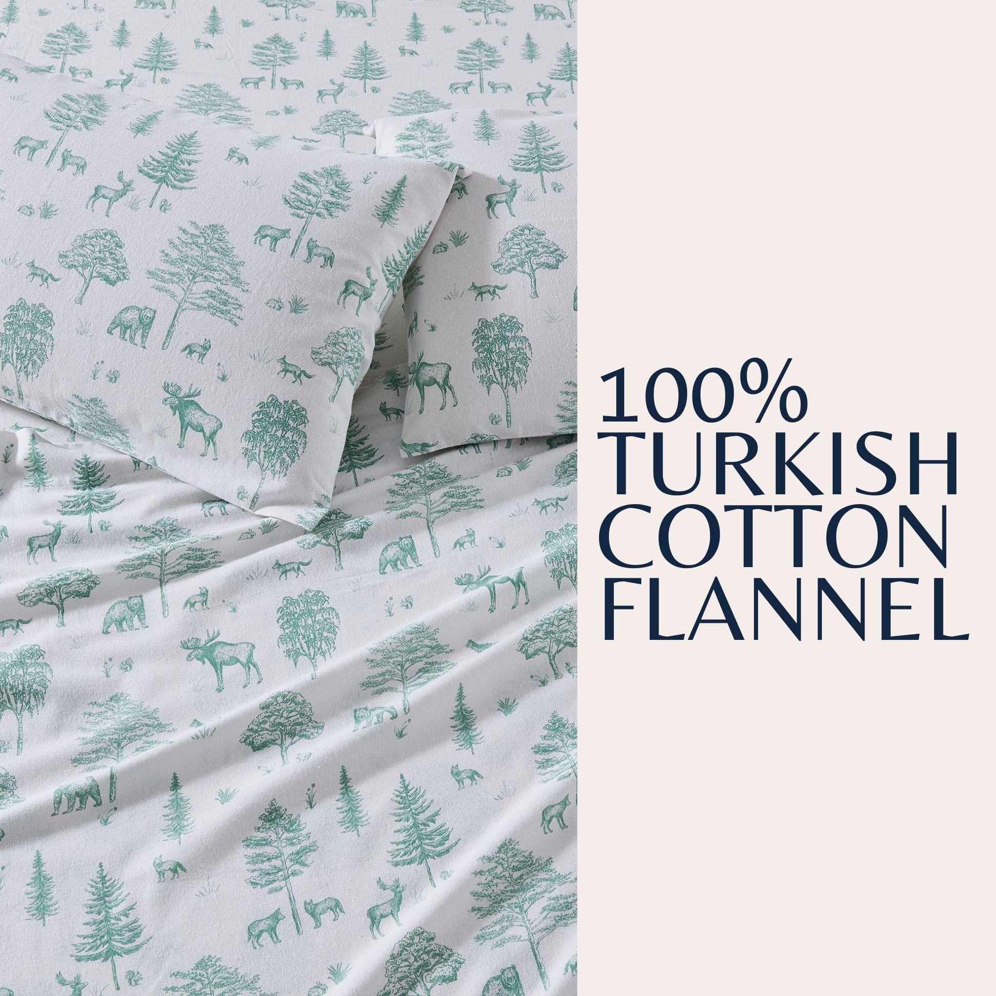 Sleep City Twin / Polar Bears Sheets 4-Piece Turkish Cotton Flannel Sheet - Stratton Collection Great Bay Home