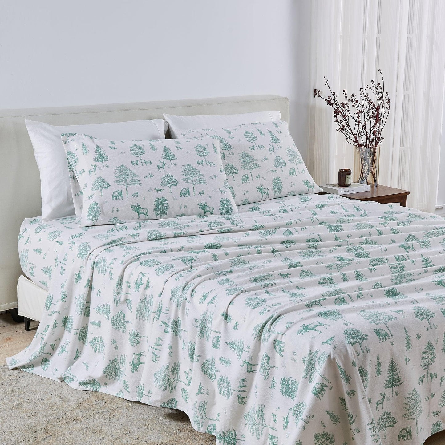 Sleep City Twin / Polar Bears Sheets 4-Piece Turkish Cotton Flannel Sheet - Stratton Collection Great Bay Home