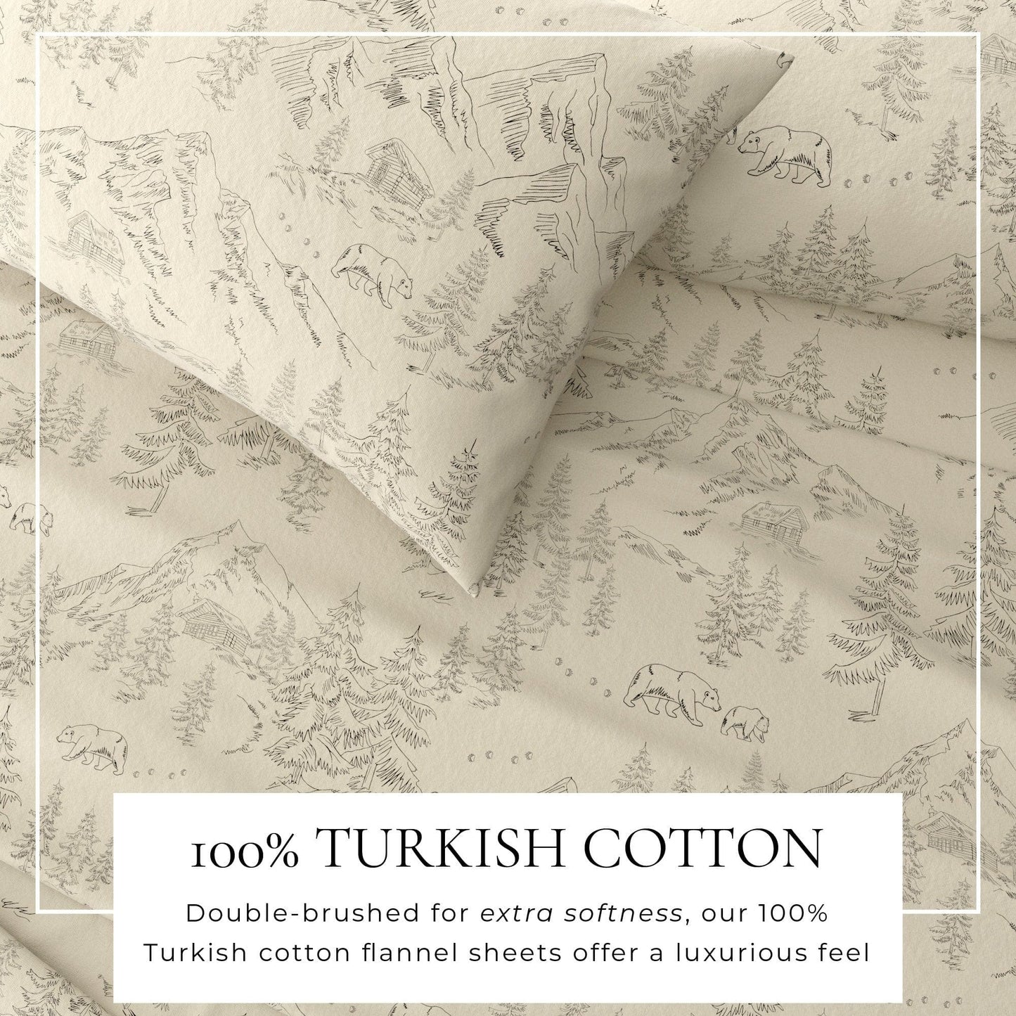 Sleep City Twin / Polar Bears Sheets 4-Piece Turkish Cotton Flannel Sheet - Stratton Collection Great Bay Home