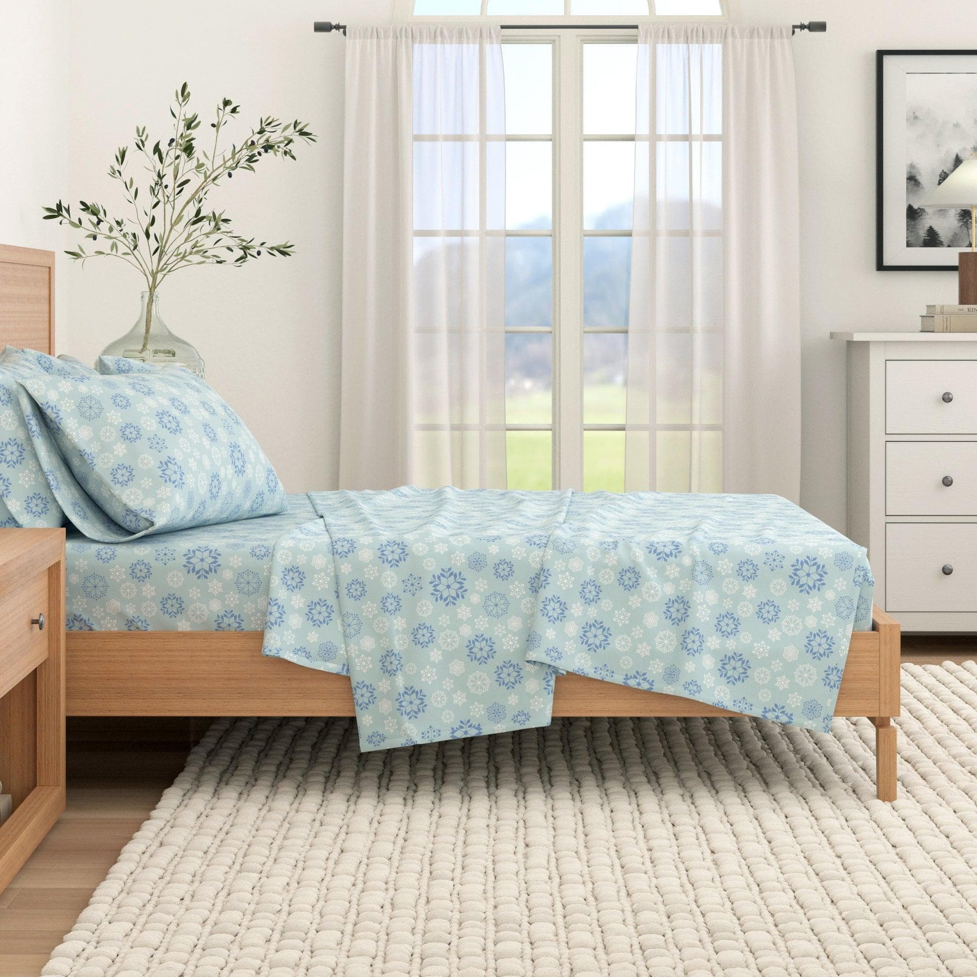 Sleep City Twin / Polar Bears Sheets 4-Piece Turkish Cotton Flannel Sheet - Stratton Collection Great Bay Home