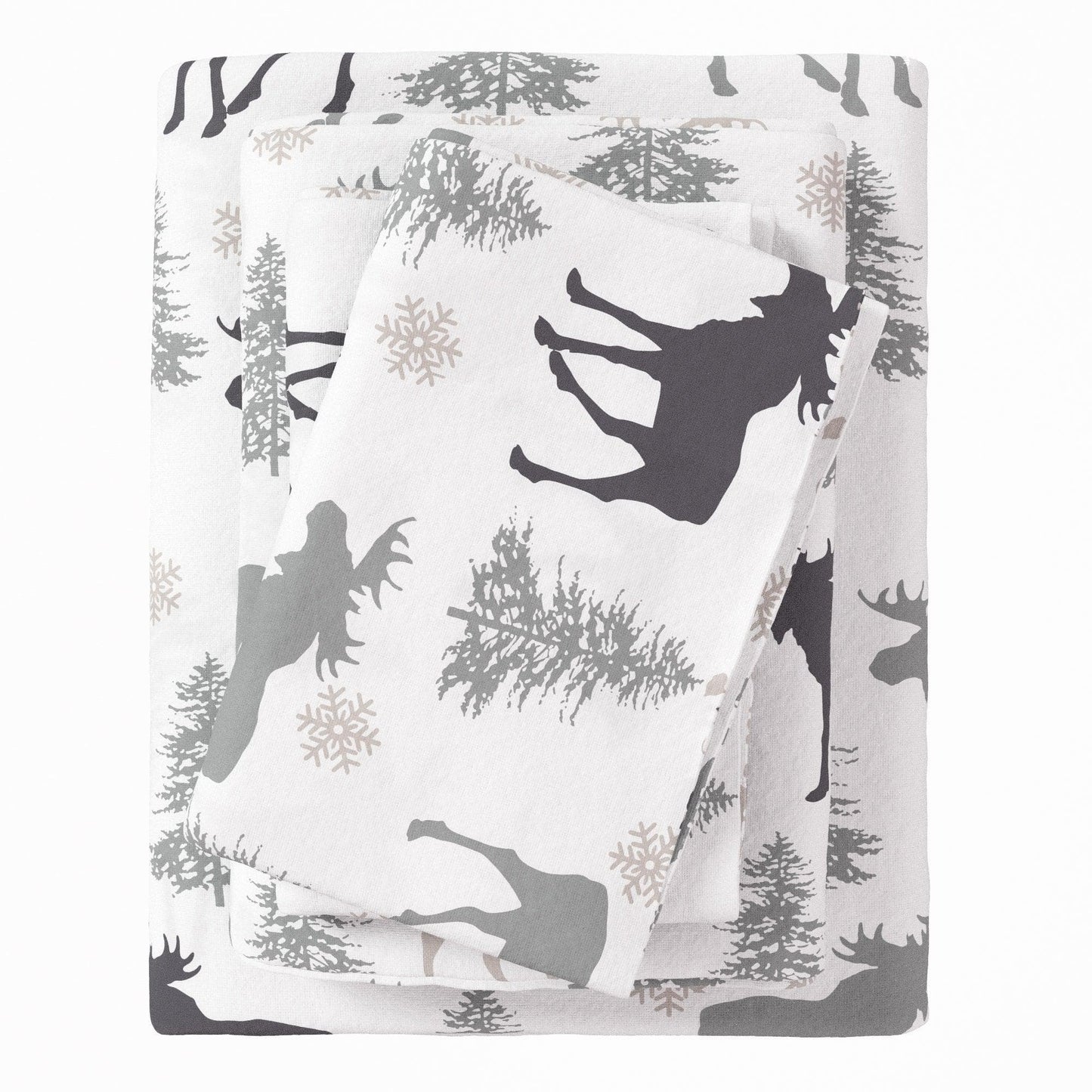 Sleep City Twin / Moose Sheets 4-Piece Turkish Cotton Flannel Sheet - Stratton Collection Great Bay Home