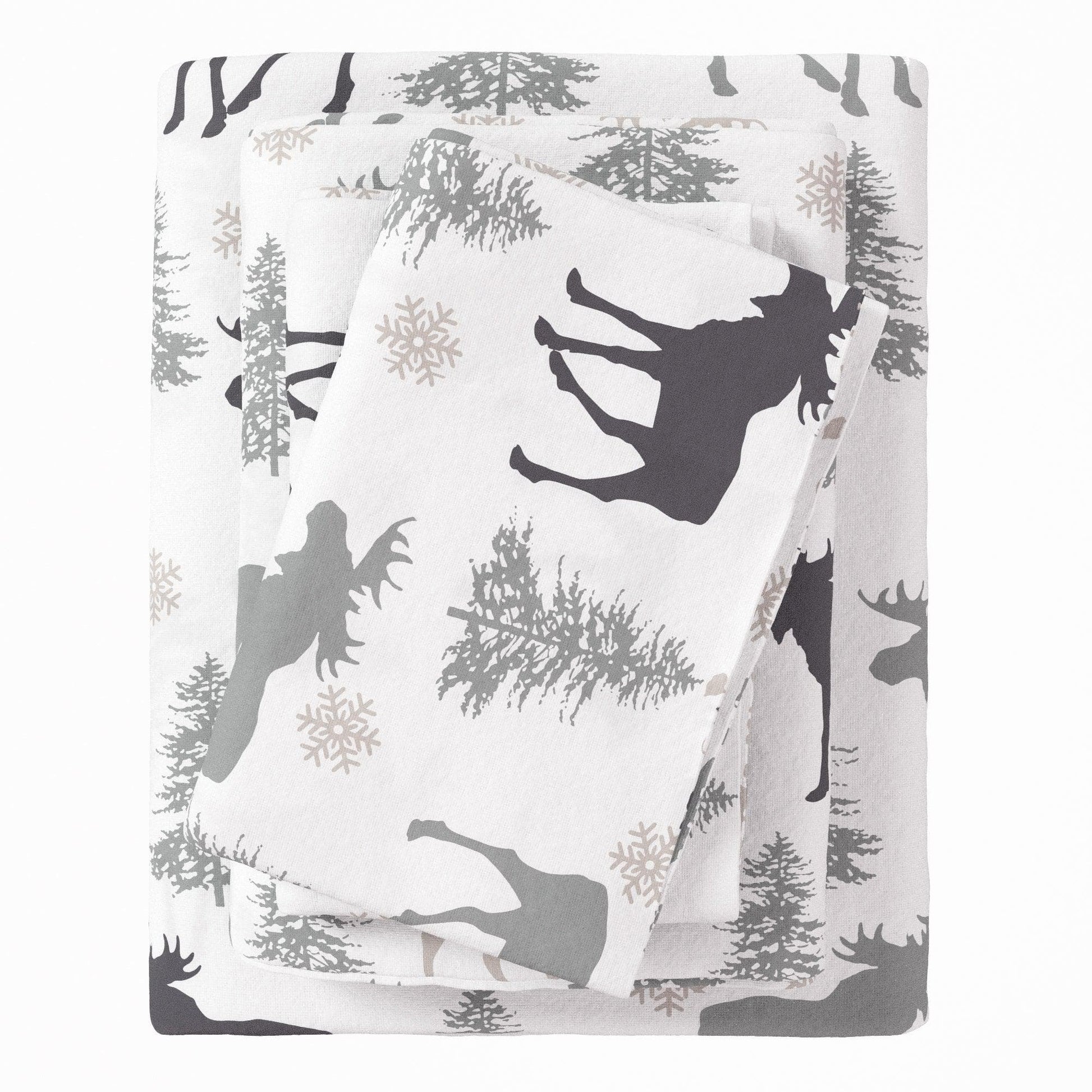 Sleep City Twin / Moose Sheets 4-Piece Turkish Cotton Flannel Sheet - Stratton Collection Great Bay Home