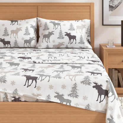 Sleep City Twin / Polar Bears Sheets 4-Piece Turkish Cotton Flannel Sheet - Stratton Collection Great Bay Home