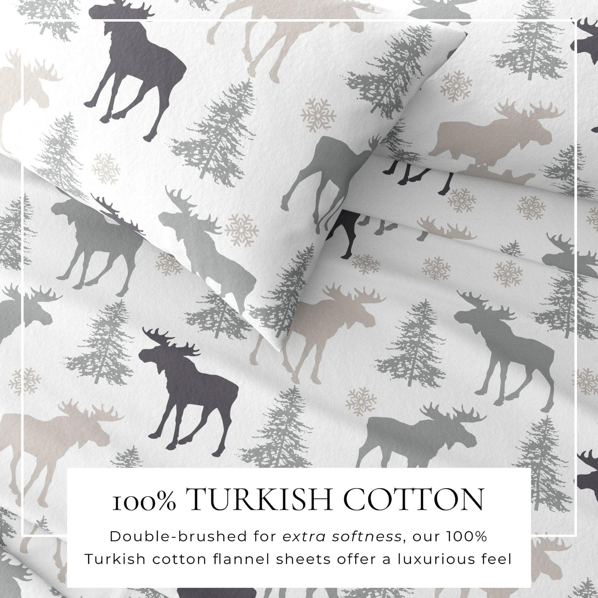 Sleep City Twin / Polar Bears Sheets 4-Piece Turkish Cotton Flannel Sheet - Stratton Collection Great Bay Home