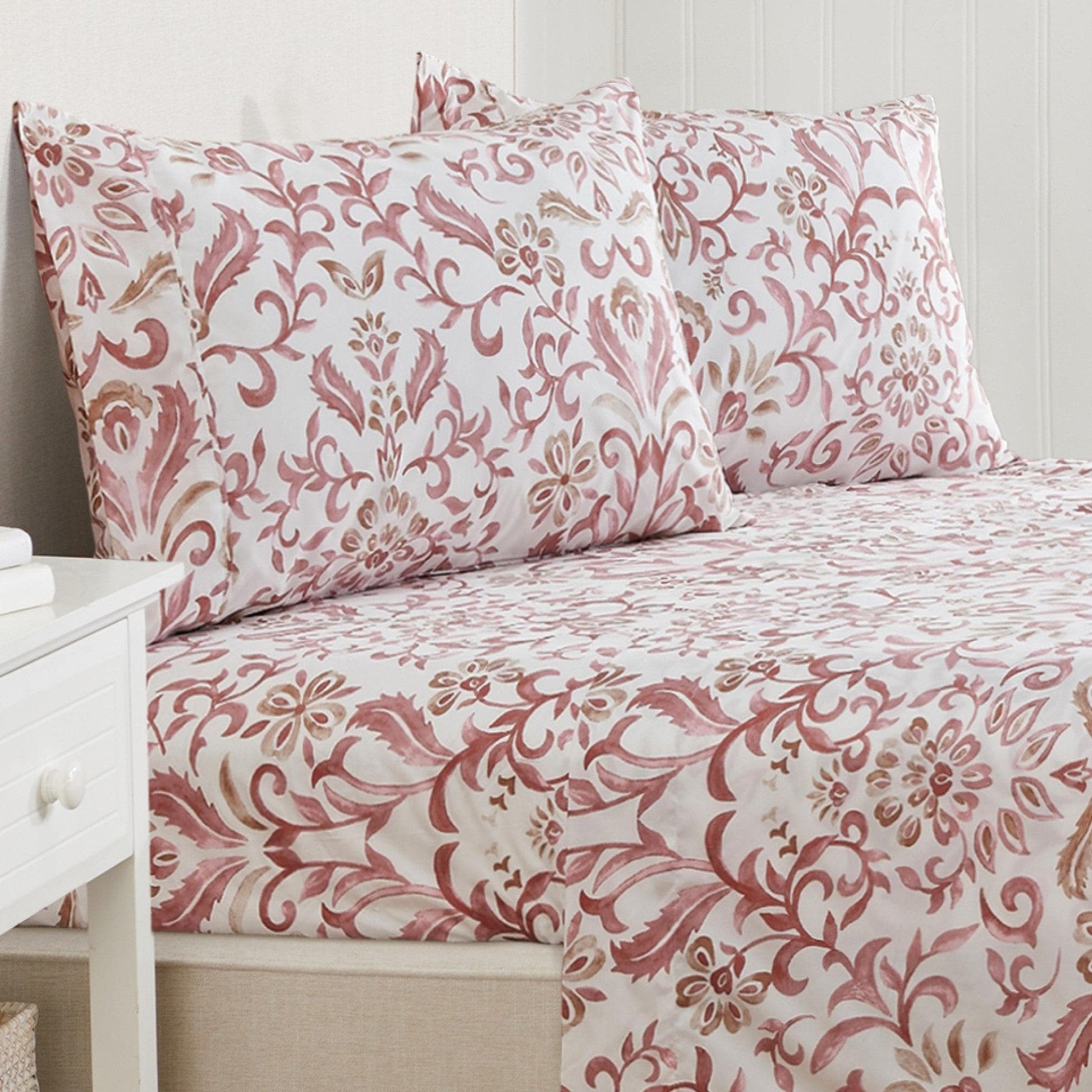 Sleep City Twin / Colorful Floral - Lavender Sheets 4 Piece Watercolor Floral Microfiber Sheet - Delia Collection Great Bay Home