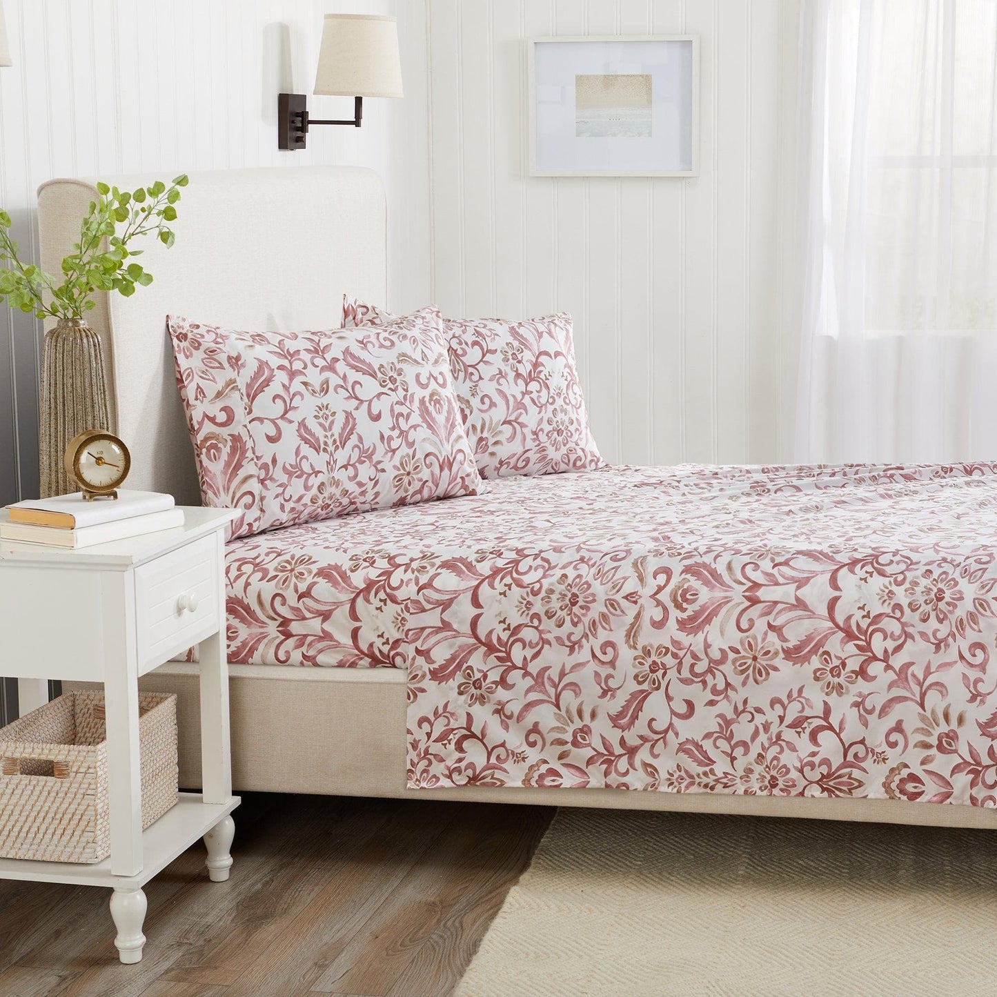 Sleep City Twin / Colorful Floral - Lavender Sheets 4 Piece Watercolor Floral Microfiber Sheet - Delia Collection Great Bay Home