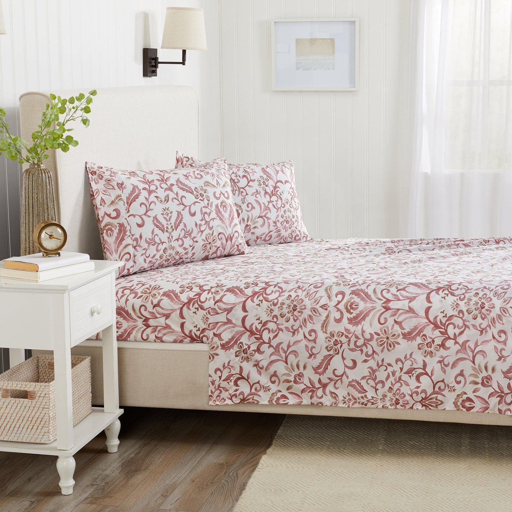 Sleep City Twin / Colorful Floral - Lavender Sheets 4 Piece Watercolor Floral Microfiber Sheet - Delia Collection Great Bay Home