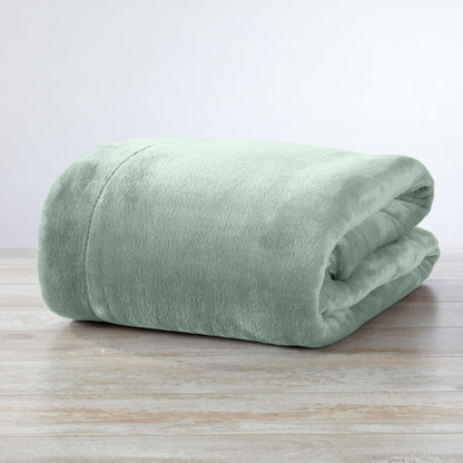 Sleep City Twin / Powder Blue Velvet Plush Sherpa Luxury Bed Blanket - Kinsley Collection Great Bay Home