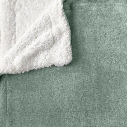 Sleep City Twin / Powder Blue Velvet Plush Sherpa Luxury Bed Blanket - Kinsley Collection Great Bay Home