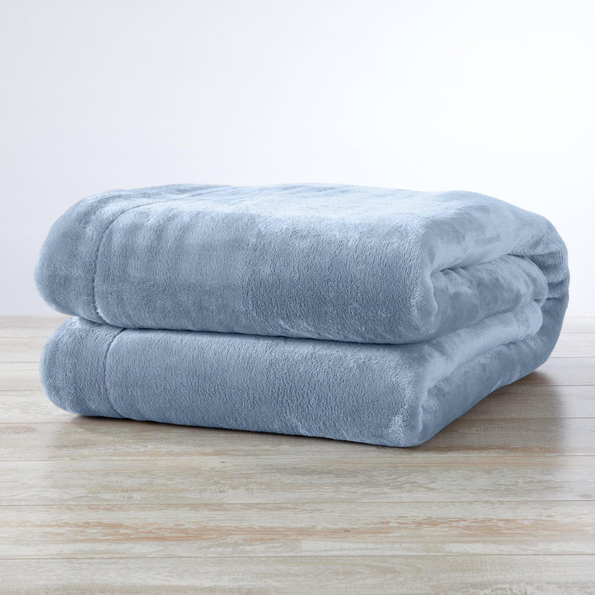 Sleep City Twin / Powder Blue Velvet Plush Sherpa Luxury Bed Blanket - Kinsley Collection Great Bay Home