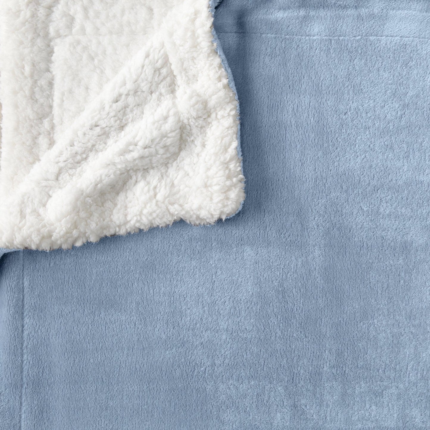 Sleep City Twin / Powder Blue Velvet Plush Sherpa Luxury Bed Blanket - Kinsley Collection Great Bay Home