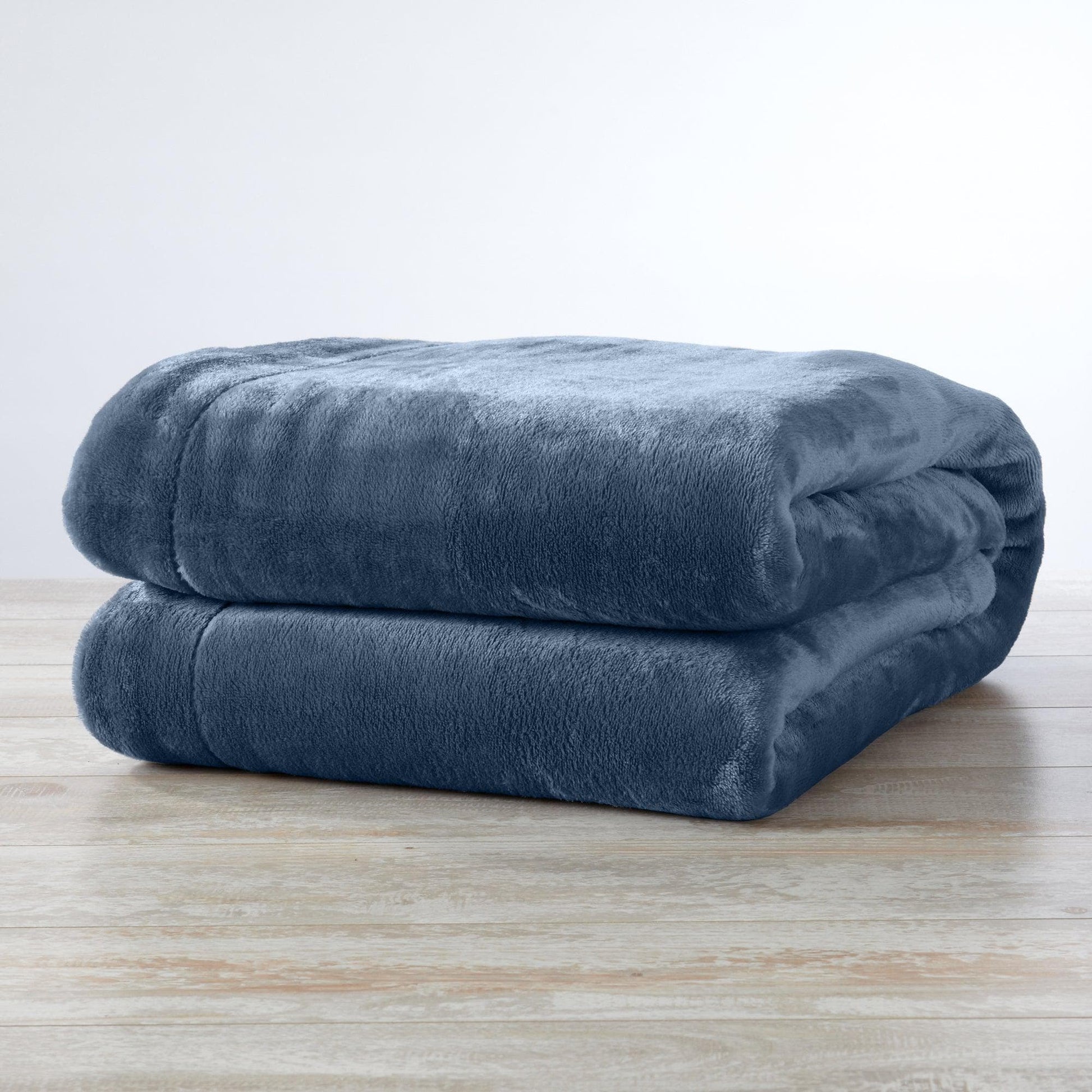 Sleep City Twin / Powder Blue Velvet Plush Sherpa Luxury Bed Blanket - Kinsley Collection Great Bay Home