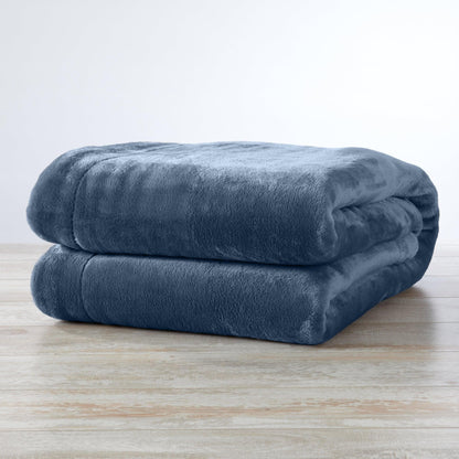 Sleep City Twin / Powder Blue Velvet Plush Sherpa Luxury Bed Blanket - Kinsley Collection Great Bay Home