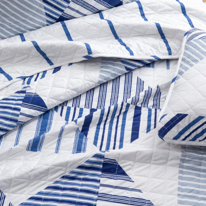 Sleep City Twin / Midnight Bay 3-Piece Navy Stripe Quilt - Midnight Bay Collection Great Bay Home