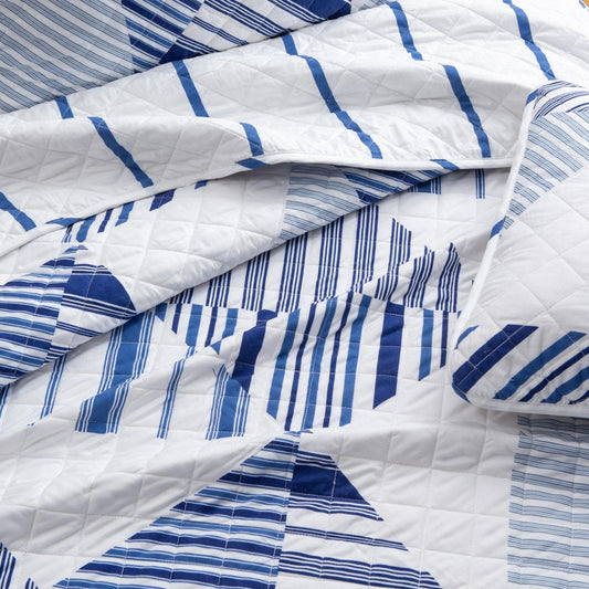 Sleep City Twin / Midnight Bay 3-Piece Navy Stripe Quilt - Midnight Bay Collection Great Bay Home